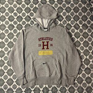 Y2K 2000s 00s Nike Brand Athletics Grey Graphic Casual Sportswear Hoodie Sz L